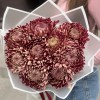 9 бордовых хризантем