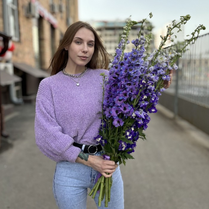 9 фиолетовых дельфиниумов