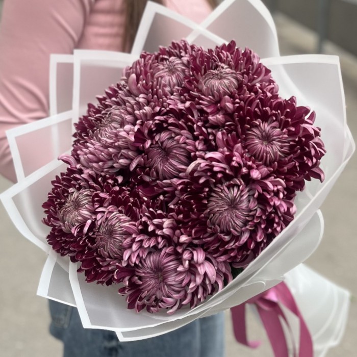 9 фиолетовых хризантем