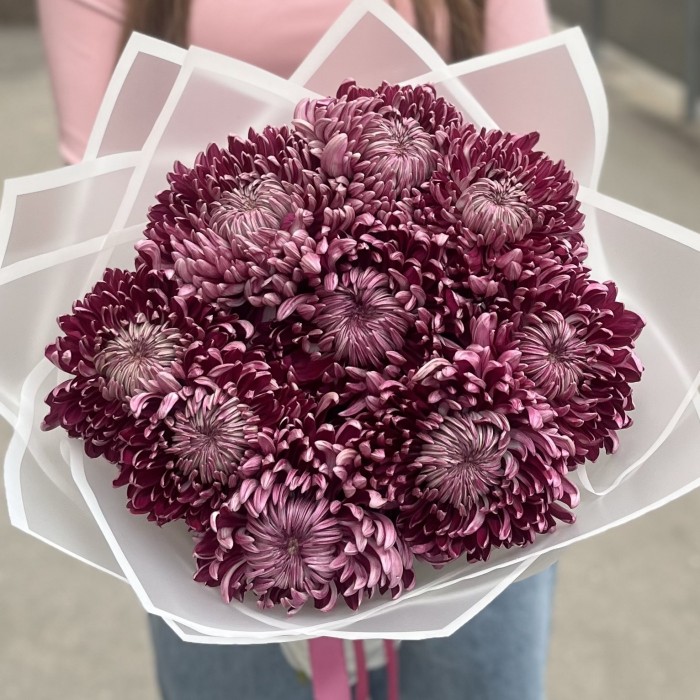 9 фиолетовых хризантем