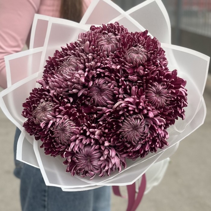 9 фиолетовых хризантем