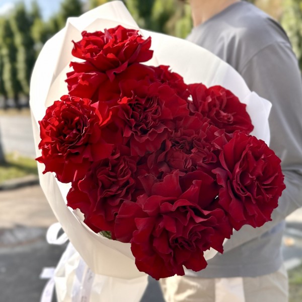 9 пышных красных роз Хартс