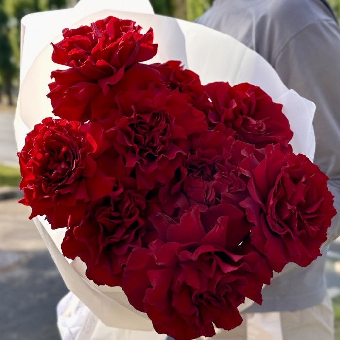 9 пышных красных роз Хартс