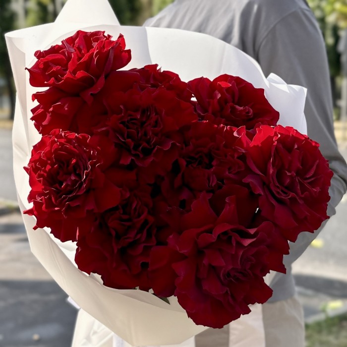 9 пышных красных роз Хартс