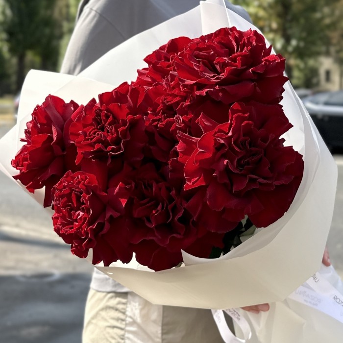 9 пышных красных роз Хартс