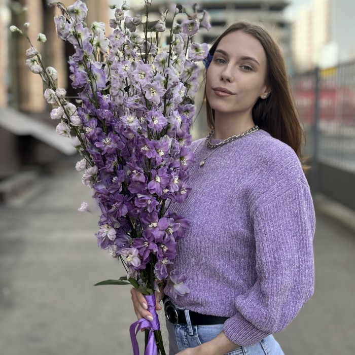 9 сиреневых дельфиниумов