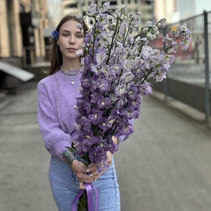 9 сиреневых дельфиниумов