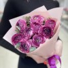 9 сиреневых махровых ранункулюсов с эвкалиптом