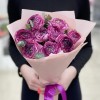 9 сиреневых махровых ранункулюсов с эвкалиптом