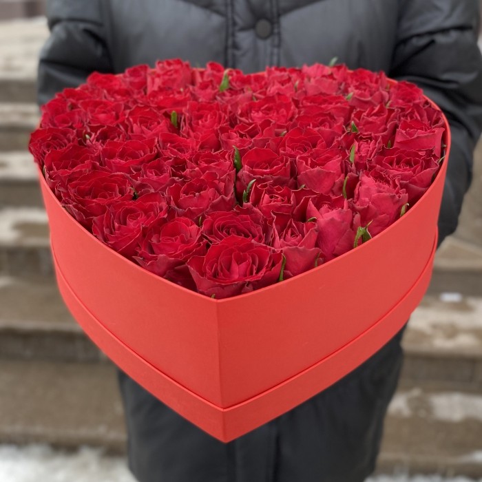 Большая коробка Сердце с розами
