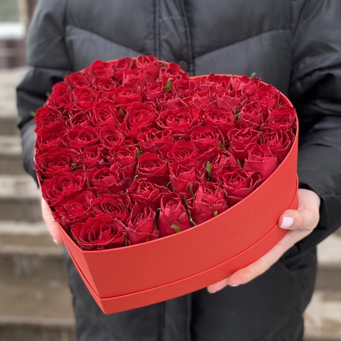 Большая коробка Сердце с розами