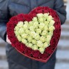 Большая коробка Сердце с красными и белыми розами