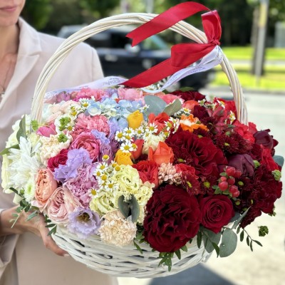 Большая радужная корзина MIX