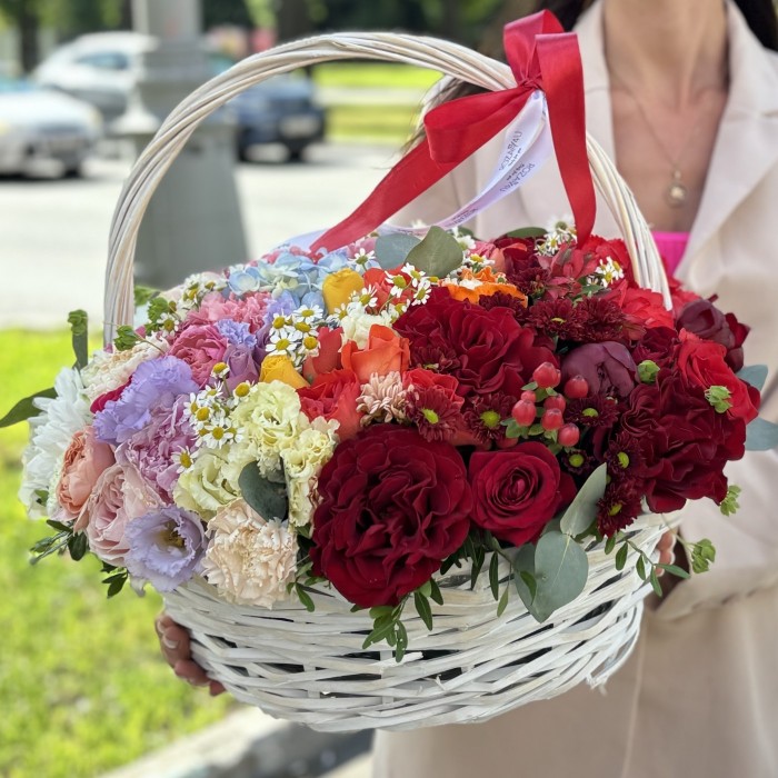 Большая радужная корзина MIX