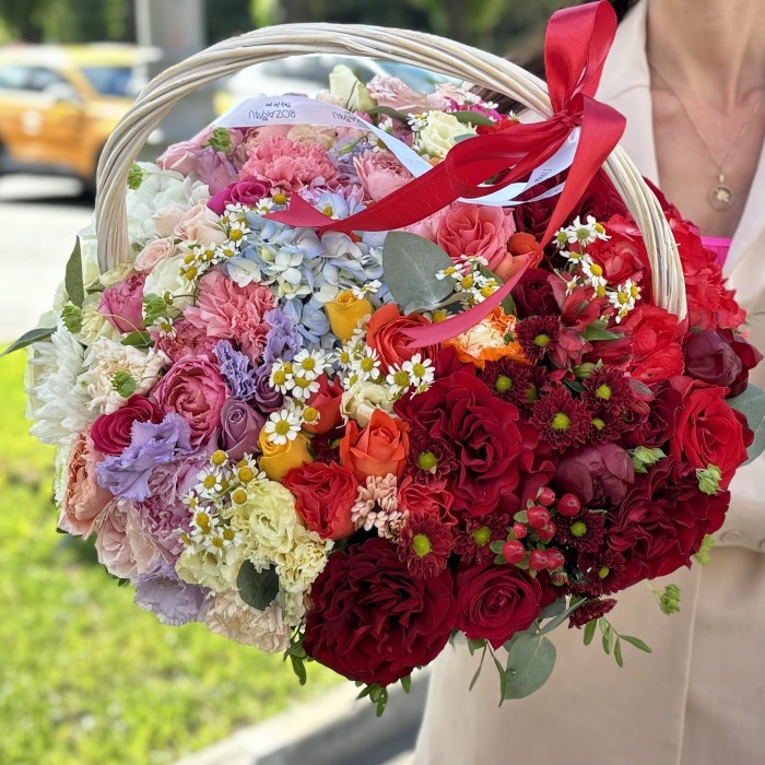 Большая радужная корзина MIX