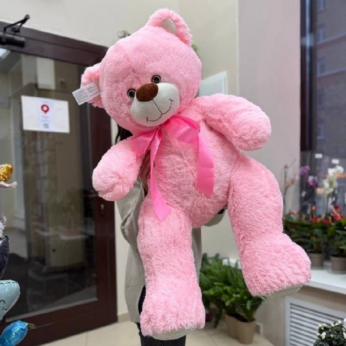 Большой розовый медведь 120 см