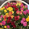 51 яркая кустовая и пионовидная роза в корзине MIX