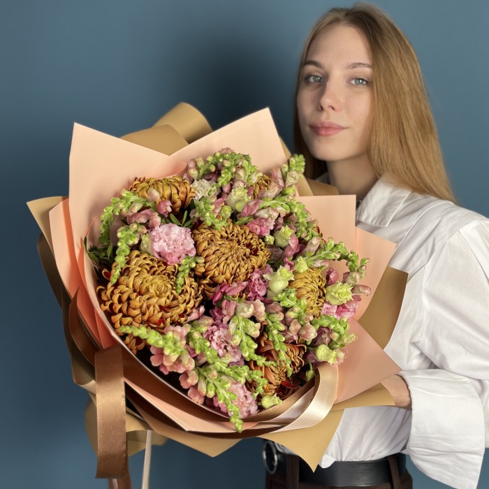 Букет Осенний Вальс с хризантемами