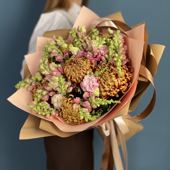 Букет Осенний Вальс с хризантемами