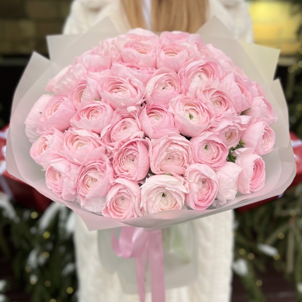 Букет из 51 розового Ранункулюса