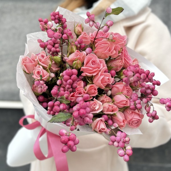 Букет из кустовых роз Жемчужная свадьба