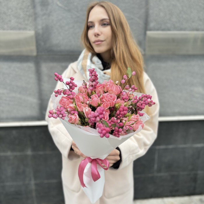 Букет из кустовых роз Жемчужная свадьба