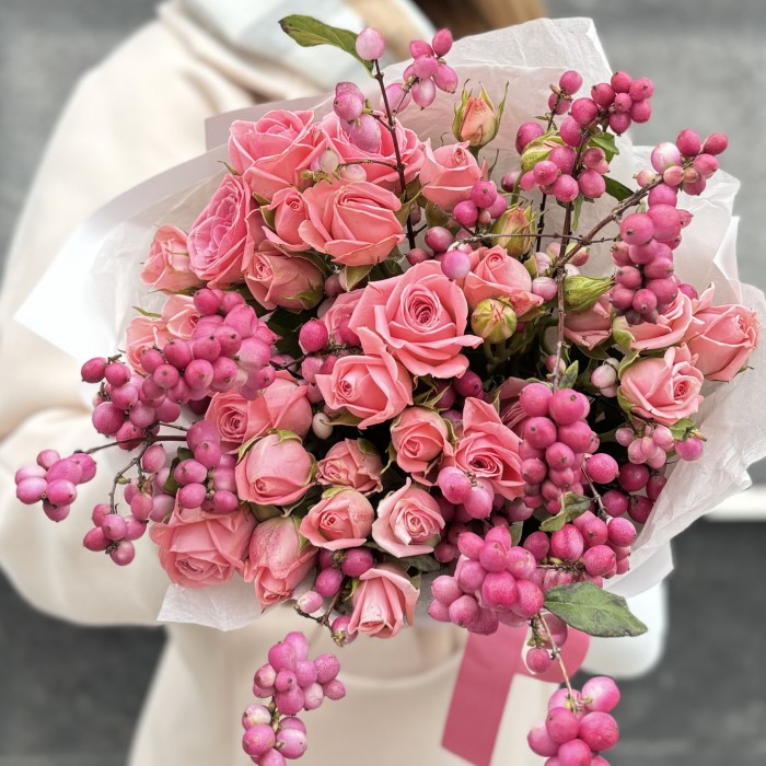 Букет из кустовых роз Жемчужная свадьба