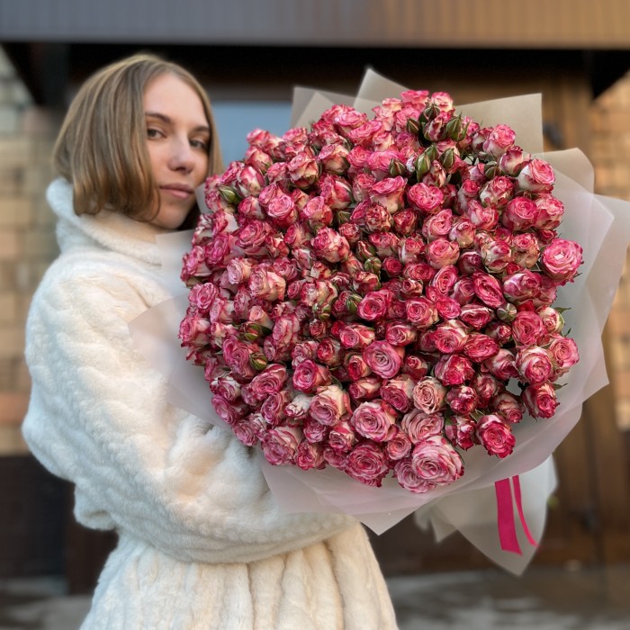 51 кустовых пионовидных роз Сансет Мэджик 50 см