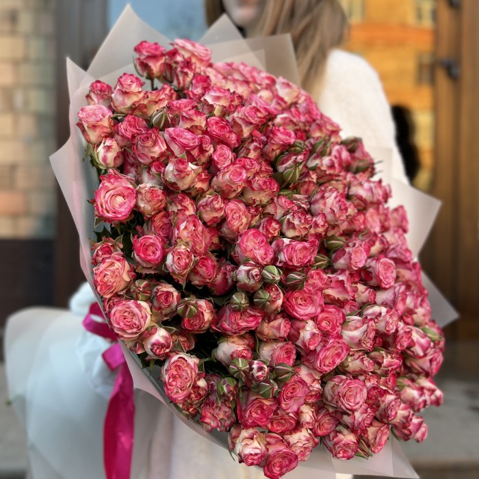 51 кустовых пионовидных роз Сансет Мэджик 60 см