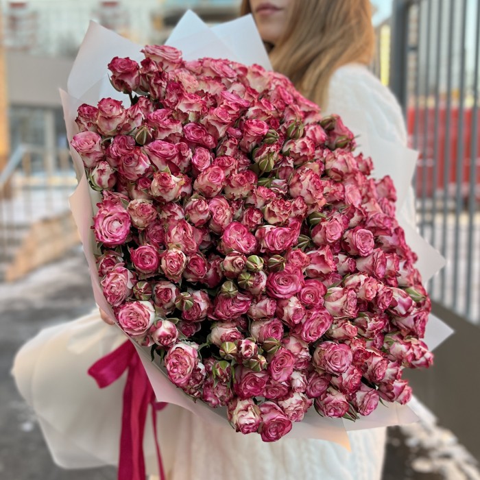 51 кустовых пионовидных роз Сансет Мэджик 60 см