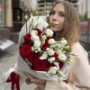 Букет роз и эустом Рубиновая свадьба