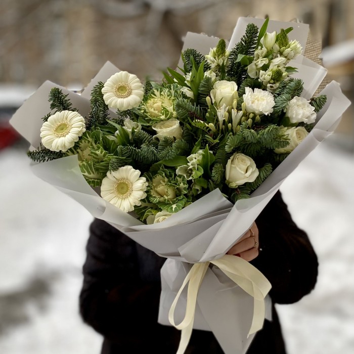 Букет Белый рассвет с нобилисом