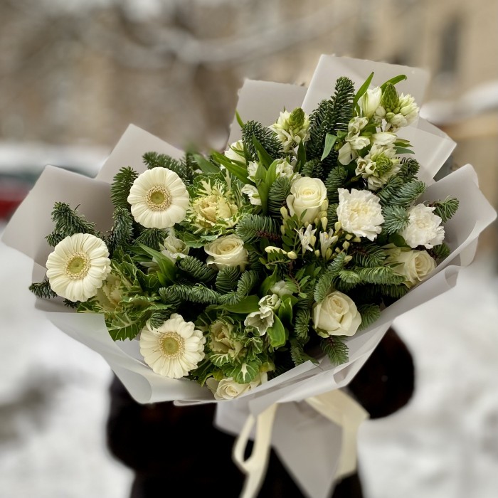 Букет Белый рассвет с нобилисом