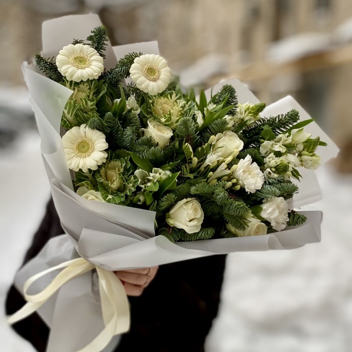 Букет Белый рассвет с нобилисом