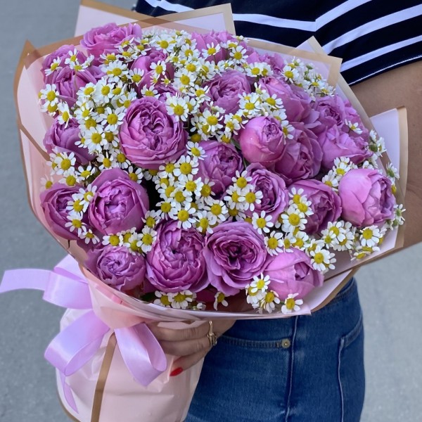 Букет Мисти Баблс с ромашками