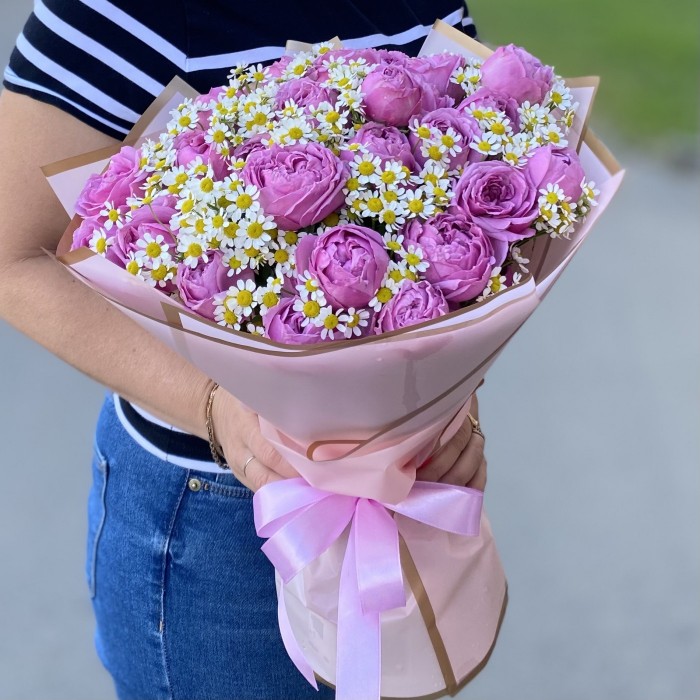 Букет Мисти Баблс с ромашками