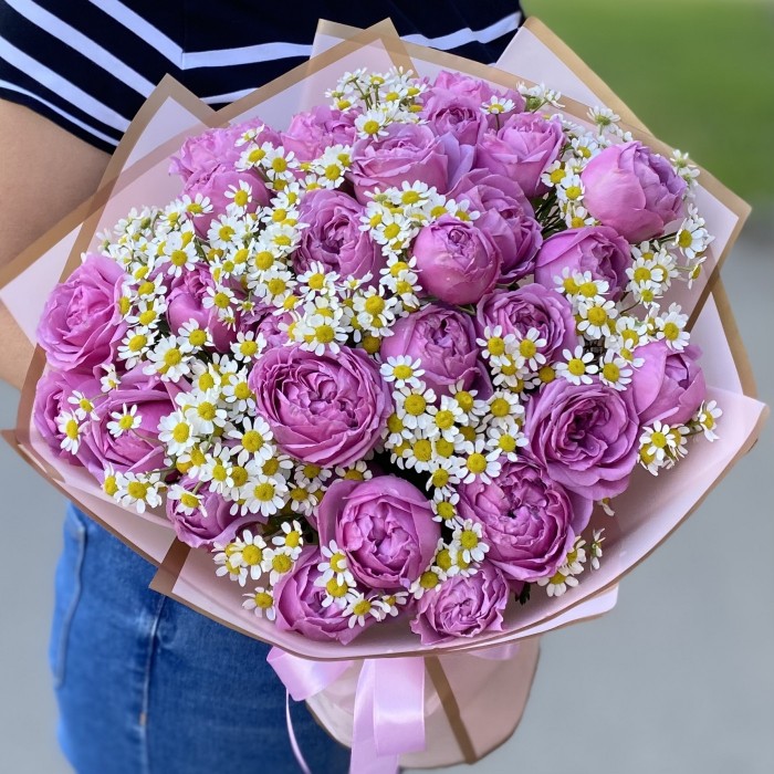 Букет Мисти Баблс с ромашками