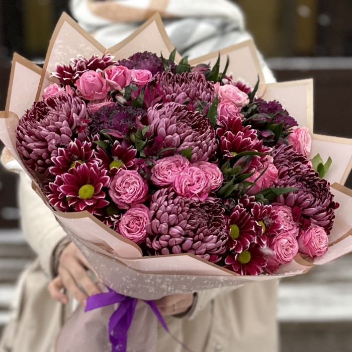 Букет Ослепительное Вдохновение с хризантемами