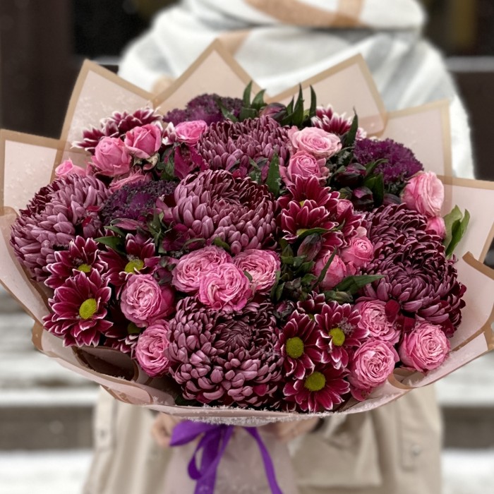 Букет Ослепительное Вдохновение с хризантемами