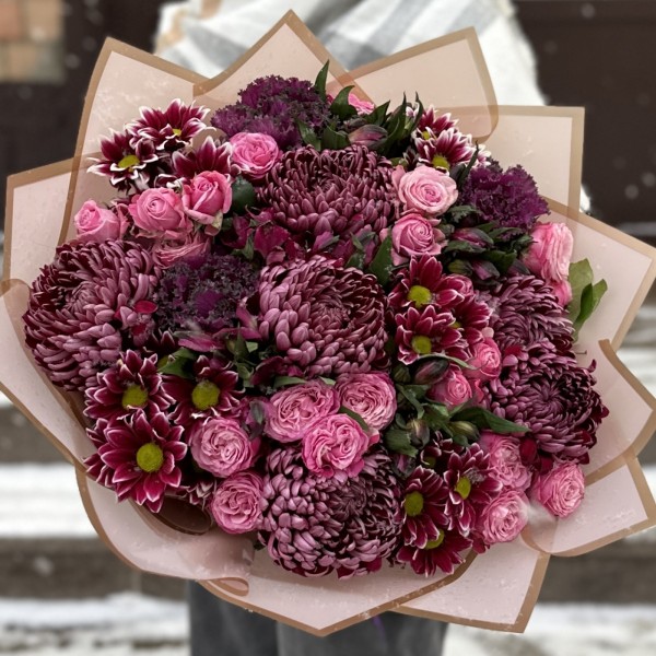 Букет Ослепительное Вдохновение с хризантемами