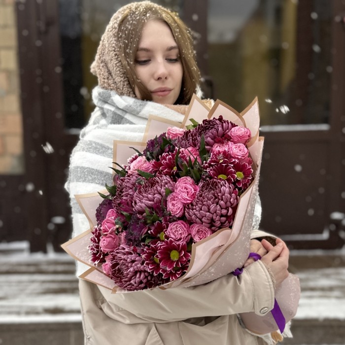 Букет Ослепительное Вдохновение с хризантемами