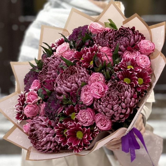 Букет Ослепительное Вдохновение с хризантемами