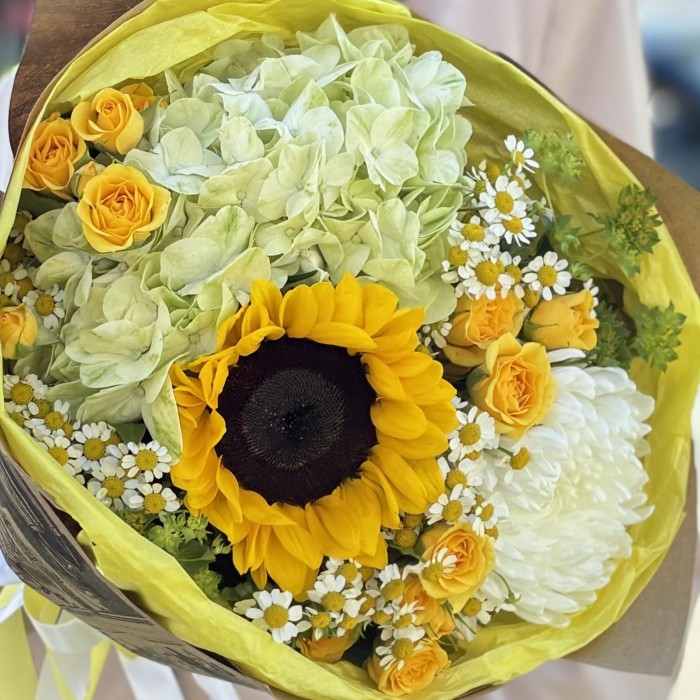 Букет Первый звонок с подсолнухом