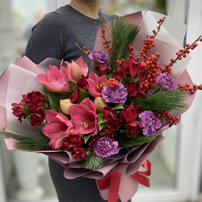 Букет Пламенный закат с амариллисом