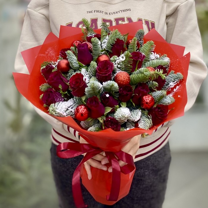 Букет Снежный нобилис с розами