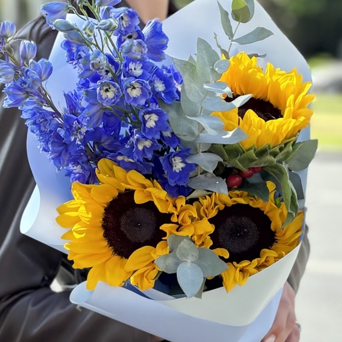 Букет Весёлая затея с подсолнухом