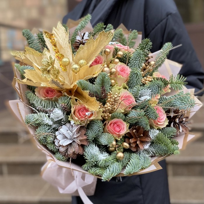 Букет Волшебное Мгновение с нобилисом и розами