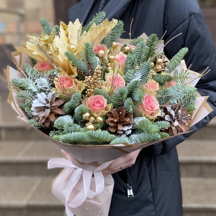 Букет Волшебное Мгновение с нобилисом и розами