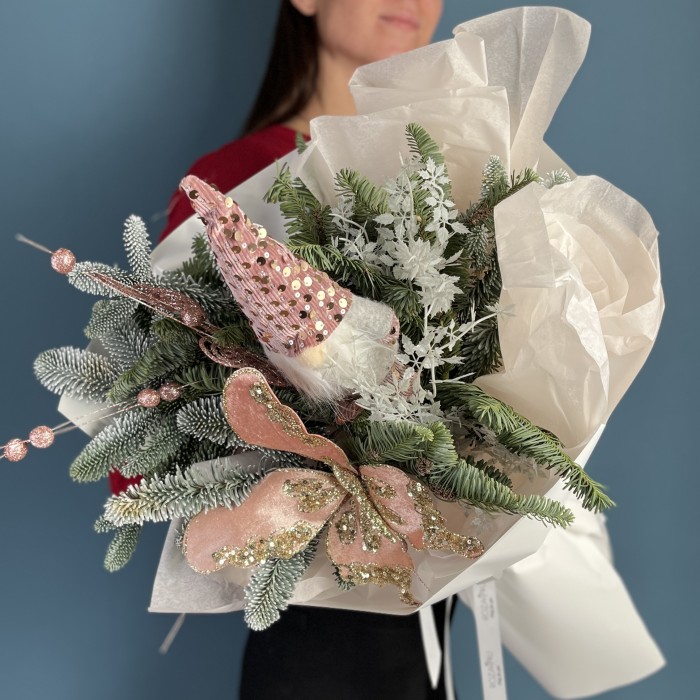 Новогодний букет Розовое чудо