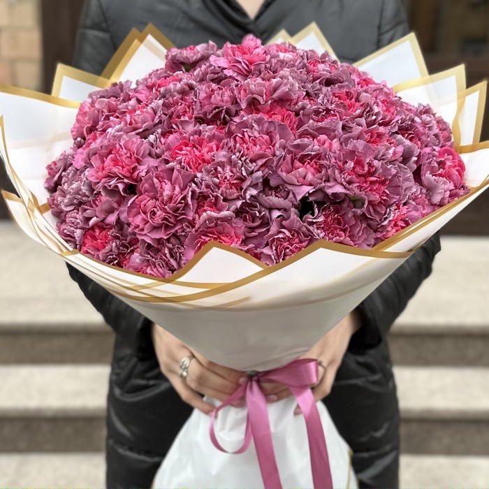 Букет из 101 гвоздики сорта Гипноз